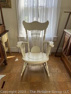 White Painted Victorian Spindle Back Rocking Chair