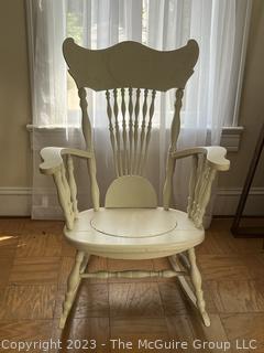 White Painted Victorian Spindle Back Rocking Chair