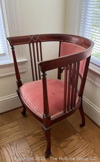  Edwardian Mahogany Tub Chair with Red Upholstered Seat