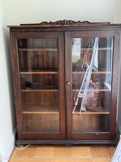 Five Shelf Glass Front Two Door Display Cabinet or Bookcase. 49W x 21.5D x 62T"