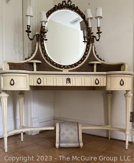 White French Provincial Vanity Table with Mirror. 