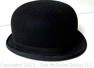 Vintage Black Felt Men's Bowler Hat in Box