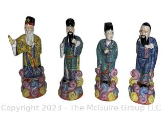 Set of Four (4) Chinese Export Porcelain Famille Rose Immortal Figurines.  