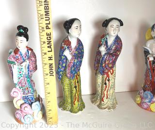 Set of Four (4) Chinese Export Porcelain Famille Rose Immortal Figurines.  