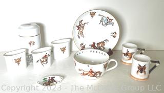 Group of Fine Porcelain China Painted with Horses and Foxes.  Made by Birchcroft and Royal Worcester