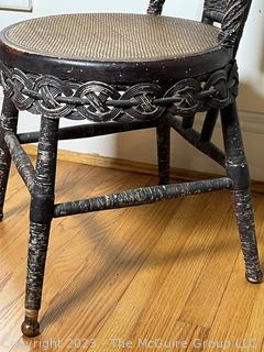 Antique American Stick and Ball Wicker Rattan Portrait Chair. 16W x 16D x 47"T {NO SHIPPING}