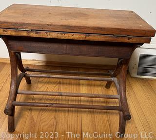 Small Antique Bent Wood Piano Bench. 19T x 16W x 9"D {NO SHIPPING}