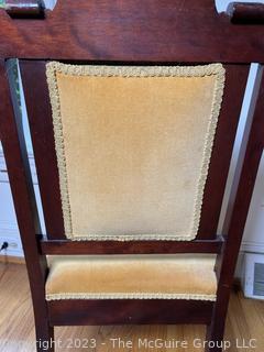 Victorian Eastlake Yellow Velvet Upholstered Parlor Chair