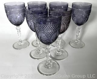 Set of Cristal D'Arques Durand Purple Crystal 8" Water or Wine Goblets