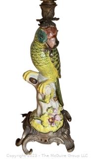 Painted Porcelain Parrot Table Lamp on Bronze Base {NO SHIPPING}