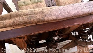 Victorian Eastlake Upholstered Parlor Settee.  Condition issues. 