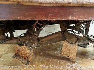 Victorian Eastlake Upholstered Parlor Settee.  Condition issues. 