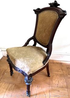 Victorian Eastlake Upholstered Parlor Chair