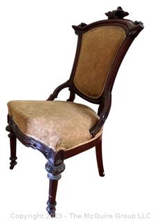 Victorian Eastlake Upholstered Parlor Chair