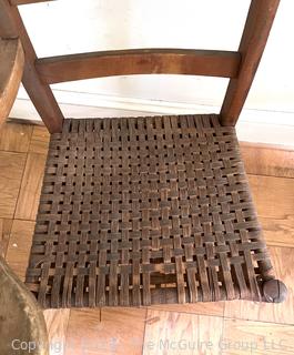 Primitive School Desk Chair with Woven Cane Seat .  