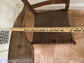 Primitive School Desk Chair with Woven Cane Seat .  