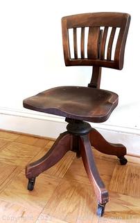 Small Oak Swivel Desk Chair