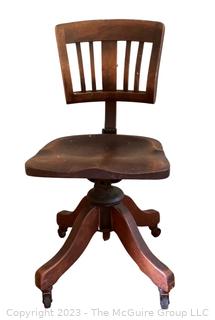 Small Oak Swivel Desk Chair