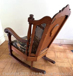 Victorian Cane Panel Back Rocking Chair with Spring Seat.  Damage to Caning. 