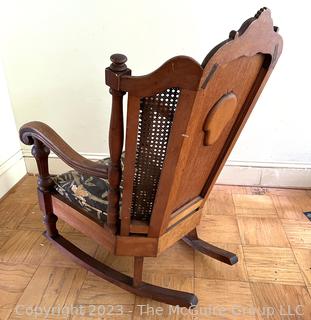 Victorian Cane Panel Back Rocking Chair with Spring Seat.  Damage to Caning. 