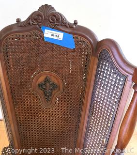 Victorian Cane Panel Back Rocking Chair with Spring Seat.  Damage to Caning. 