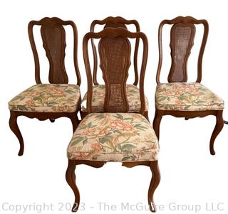 Set of Four (4) Cane Back Dining Chairs Made by Basset. 