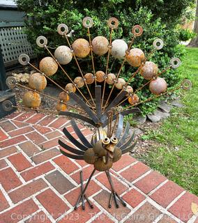 Two Piece Iron Peacock Bird Yard Art.  36" tall {NO SHIPPING}