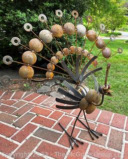 Two Piece Iron Peacock Bird Yard Art.  36" tall {NO SHIPPING}