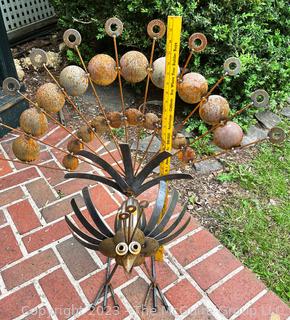 Two Piece Iron Peacock Bird Yard Art.  36" tall {NO SHIPPING}