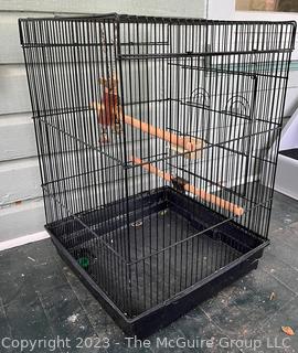 Large Black Metal Bird Cage.  26" x 18" x 17". {NO SHIPPING}