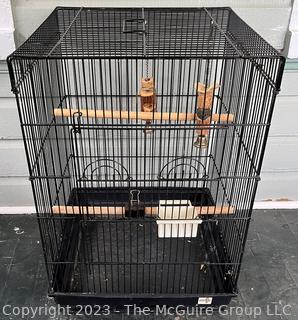 Large Black Metal Bird Cage.  26" x 18" x 17". {NO SHIPPING}