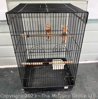 Large Black Metal Bird Cage.  26" x 18" x 17". {NO SHIPPING}