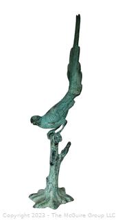 Tall Cast Metal Parrot Bird Statue.  35"T {NO SHIPPING}