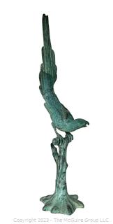 Tall Cast Metal Parrot Bird Statue.  35"T {NO SHIPPING}