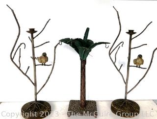 Three (3) Decorative Garden Candle Holders. 