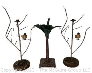 Three (3) Decorative Garden Candle Holders. 