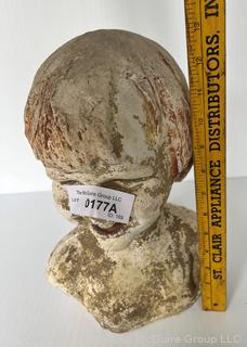 Cement Bust of Child's Head.  13" tall. {NO SHIPPING}