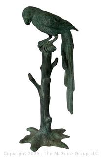 Cast Metal Standing Parrot Bird Sculpture.  23"T {NO SHIPPING}