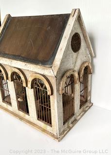 Wooden Decorative Bird Cage.   Wear from exposure