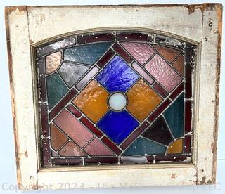 Stained Glass Window Panel.  One missing pane.  19" x 20"