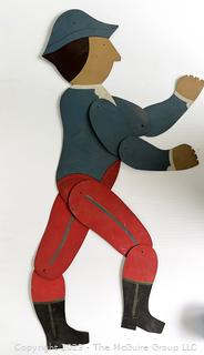 Folk Art Painted Articulated Tin Soldier Signed by Artist Young