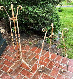 Two (2) Tall Metal Planter Stands. 