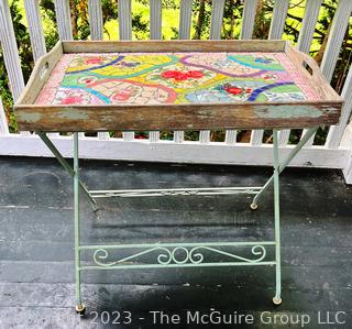 Garden Mosaic Tile Tray Table 