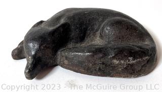 Small Antique Cast Iron Sleeping Fox.  6" long