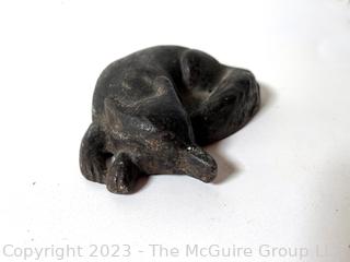 Small Antique Cast Iron Sleeping Fox.  6" long