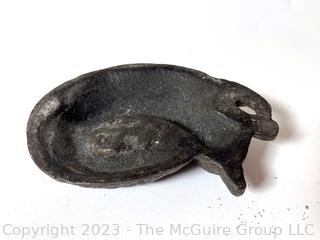 Small Antique Cast Iron Sleeping Fox.  6" long