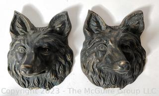 Two (2) Antique Cast Iron Fox Heads {NO SHIPPING}