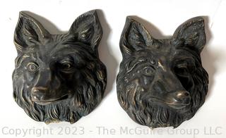 Two (2) Antique Cast Iron Fox Heads {NO SHIPPING}