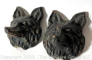 Two (2) Antique Cast Iron Fox Heads {NO SHIPPING}