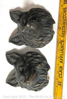 Two (2) Antique Cast Iron Fox Heads {NO SHIPPING}